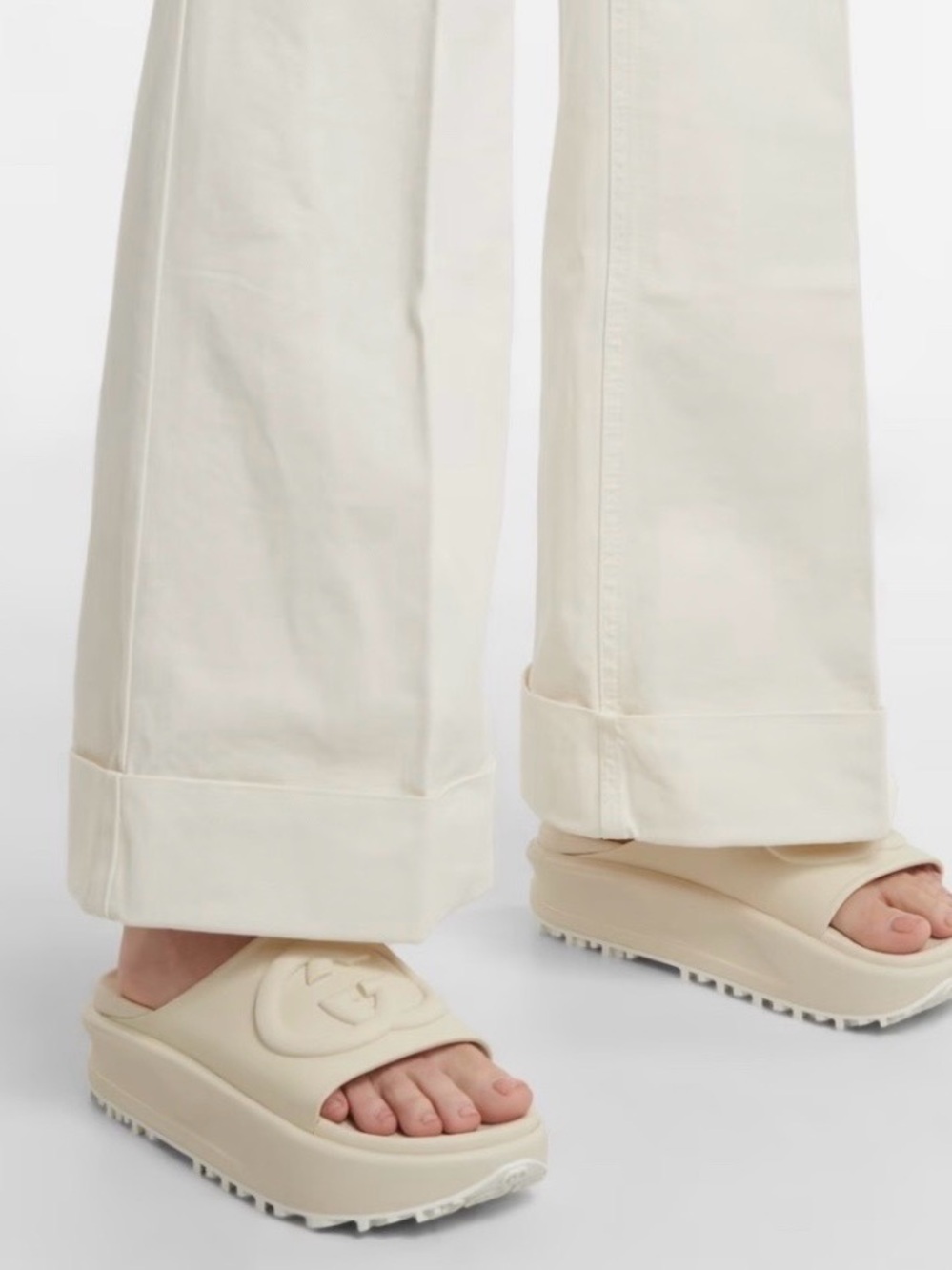 Gucci White Logo Slide Sandals